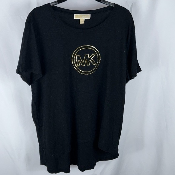 Michael Kors Shirt Big Bling Front Logo Short Sleeve Crewneck Pullover Top - Picture 10 of 11